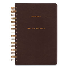 Signature Collection Distressed Brown Weekly Monthly Planner, 8.5 x 5.5, 2022-2023