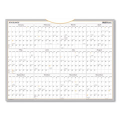 WallMates Self-Adhesive Dry Erase Yearly Planning Surfaces, 24 x 18, White/Gray/Orange Sheets, 12-Month (Jan to Dec): 2024