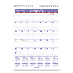 Monthly Wall Calendar with Ruled Daily Blocks, 8 x 11, White, 2022