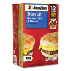 Biscuit Breakfast Sandwich, Sausage, Egg and Cheese, 54 oz, 12/Box, Ships in 1-3 Business Days