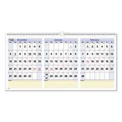 QuickNotes Three-Month Wall Calendar, Horizontal Format, 24 x 12, 2022