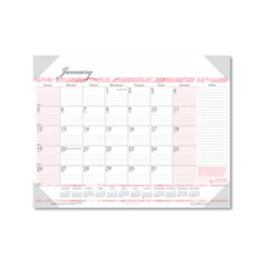 Recycled Monthly Desk Pad Calendar, Breast Cancer Awareness Artwork, 22 x 17, Black Binding/Corners,12-Month (Jan-Dec): 2024