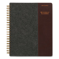 Signature Collection Two-Toned Weekly/Monthly Planner, 11 x 8.5, Gray/Brown, 2022