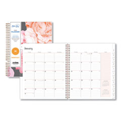 Joselyn Monthly Wirebound Planner, 10 x 8, Light Pink/Peach/Black, 2022