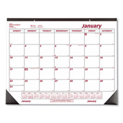 Monthly Desk Pad Calendar, 22 x 17, White/Burgundy Sheets, Black Binding, Black Corners, 12-Month (Jan to Dec): 2024