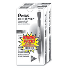 Champ Mechanical Pencil Value Pack, 0.5 mm, HB (#2), Black Lead, Clear/Black Barrel, 24/Pack