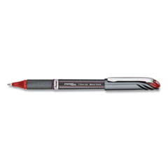 EnerGel NV Gel Pen, Stick, Bold 1 mm, Red Ink, Gray/Red Barrel, Dozen