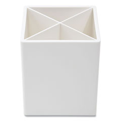 Divided Plastic Pencil Cup, 3.31 x 3.31 x 3.87, White