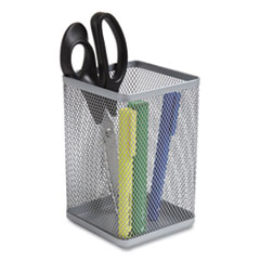 Wire Mesh Jumbo Pencil Holder, 4.33 x 4.33 x 6.69, Silver