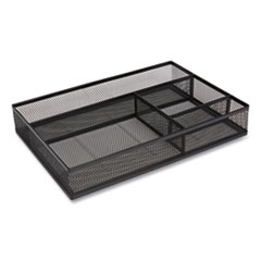 Mesh Drawer Organizer, 4 Compartment, 13.58 x 9.45 x 2.2, Black