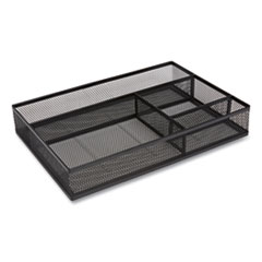 Mesh Drawer Organizer, Four Compartment, 13.58 x 9.45 x 2.2, Black