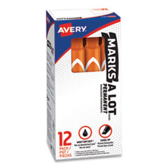 MARKS A LOT Large Desk-Style Permanent Marker, Broad Chisel Tip, Orange, Dozen (8883)