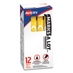 MARKS A LOT Large Desk-Style Permanent Marker, Broad Chisel Tip, Yellow, Dozen (8882)