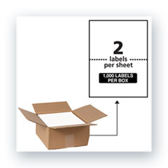 Waterproof Shipping Labels with TrueBlock Technology, Laser Printers, 5.5 x 8.5, White, 2/Sheet, 500 Sheets/Box