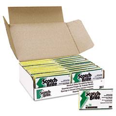 Medium-Duty Scrubbing Sponge, 3.6 x 6.1, 0.7" Thick, Yellow/Green, 20/Carton