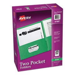 Two-Pocket Folder, 40-Sheet Capacity, 11 x 8.5, Green, 25/Box