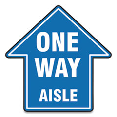 Slip-Gard Social Distance Floor Signs, 17 x 17, "One Way Aisle", Blue, 25/Pack