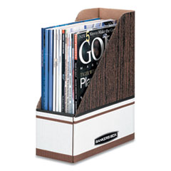 Corrugated Cardboard Magazine File, 4 x 11 x 12 3/4, Wood Grain, 12/Carton