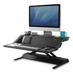 Lotus DX Sit-Stand Workstation, 32.75" x 24.25" x 5.5" to 22.5", Black