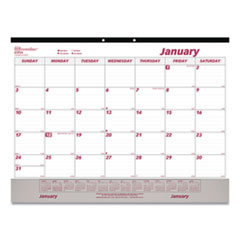 Monthly Desk Pad Calendar, 22 x 17, White/Burgundy Sheets, Black Binding, Clear Corners, 12-Month (Jan to Dec): 2024