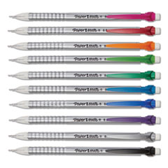 Write Bros Mechanical Pencil, 0.5 mm, HB (#2), Black Lead, Silver Barrel with Assorted Clip Colors, 24/Pack