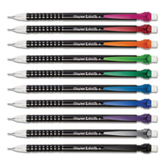 Write Bros Mechanical Pencil, 0.7 mm, HB (#2), Black Lead, Black Barrel with Assorted Clip Colors, 24/Pack
