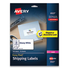 Glossy White Easy Peel Mailing Labels with Sure Feed Technology, Laser Printers, 4 x 2, White, 10/Sheet, 10 Sheets/Pack