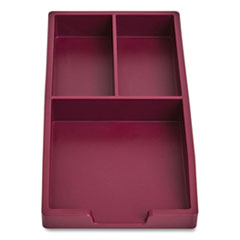 Stackable Plastic Accessory Tray, 3-Compartment, 3.34 x 6.81 x 0.94, Purple