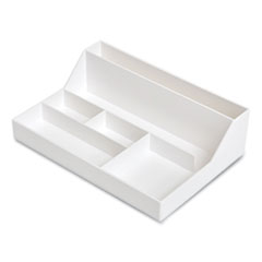 Plastic Desktop Organizer, 6-Compartment, 6.81 x 9.84 x 2.75, White