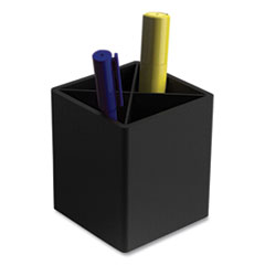 Divided Plastic Pencil Cup, 3.31 x 3.31 x 3.87, Black