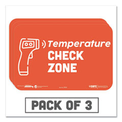 BeSafe Messaging Education Wall Signs, 9 x 6,  "Temperature Check Zone", 3/Pack