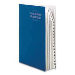 Deluxe Expandable Indexed Desk File/Sorter, Reinforced Tabs, 20 Dividers, Alpha/Numeric Index, Legal Size, Dark Blue Cover