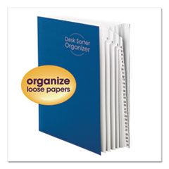 Deluxe Expandable Indexed Desk File/Sorter, 31 Dividers, Dates, Letter-Size, Dark Blue Cover