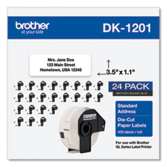 Die-Cut Address Labels, 1.1 x 3.5, White, 400/Roll, 24 Rolls/Pack