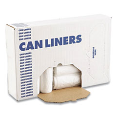 High Density Industrial Can Liners Coreless Rolls, 45 gal, 13 microns, 40 x 48, Natural, 10 Rolls of 25 Bags