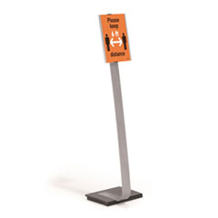 Info Sign Duo Floor Stand, Letter-Size Inserts, 15 x 46 1/2, Clear