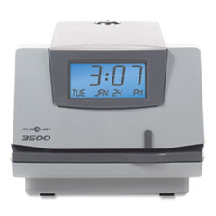 3500 Time Clock and Document Stamp, LCD Display, Light Gray/Charcoal