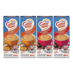 Liquid Coffee Creamer, Peppermint Mocha/Pumpkin Spice, 0.38oz Mini Cups, 50/PK, 4 PK/CT, Ships in 1-3 Business Days