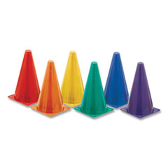 Indoor/Outdoor High Visibility Plastic Cone Set, Assorted Colors, 6/Set