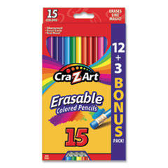 Erasable Colored Pencils, 15 Assorted Lead/Barrel Colors, 15/Set