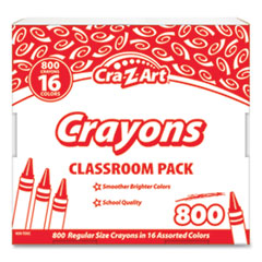 Crayons, 16 Assorted Colors, 800/Pack