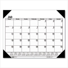 Recycled Economy Academic Desk Pad Calendar, 22 x 17, White/Black Sheets, Black Binding/Corners,14-Month(July-Aug): 2023-2024