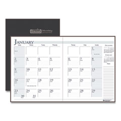 Recycled Ruled Planner with Stitched Leatherette Cover, 11 x 8.5, Black, 2021-2023