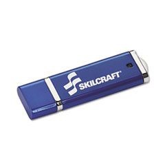 7045015584993, SKILCRAFT USB Flash Drive with 256-Bit AES Encryption, 8 GB, Blue