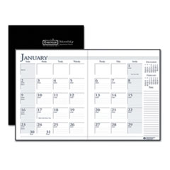 Recycled Ruled Planner with Stitched Leatherette Cover, 10 x 7, Black, 2021-2023