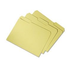 7530015664136 SKILCRAFT Recycled File Folders, 1/3-Cut 2-Ply Tabs: Assorted, Letter Size, 0.75" Expansion, Yellow, 100/Box