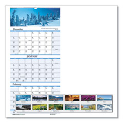 Recycled Scenic Landscapes Three-Month/Page Wall Calendar, 12.25 x 26, 2021-2023