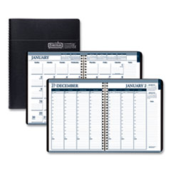 Recycled Wirebound Weekly/Monthly Planner, 11 x 8.5, Black Leatherette, 2022