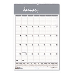 Bar Harbor Recycled Wirebound Monthly Wall Calendar, 12 x 17, White/Blue/Gray Sheets, 12-Month (Jan-Dec): 2024