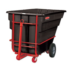 Rotomolded Towable Tilt Truck, Rectangular, Plastic, 1.5 cu yd, 2,100-lb Capacity, Black/Red